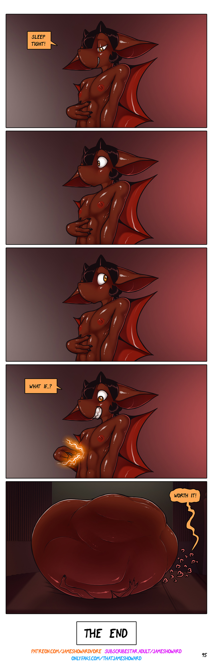 1boy 1futa aamon_(james_howard) absurd_res anthro bat comic completely_nude demon dialogue duo futanari growth hi_res implied_futanari intersex intersex/male james_howard male male_focus male_on_futa mammal micro nude nude_male onlyfans original original_character original_characters patreon smaller_pred solo_focus stomach_bulge subscribestar tina_(james_howard) vore