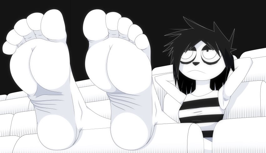 1girls big_feet feet feet_up foot_fetish goth goth_girl i_can't_sleep nia_(i_can't_sleep) relaxing soles toes