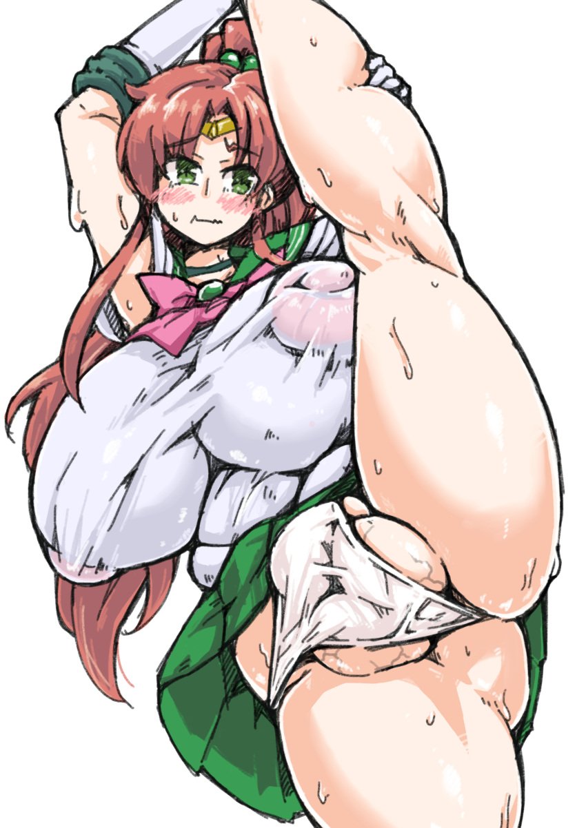 1futa areolae balls big_balls big_penis bishoujo_senshi_sailor_moon breasts brown_hair clothed clothing dickgirl flaccid futa_only futanari green_eyes huge_breasts human intersex kanon_(148bpm) large_breasts light-skinned_futanari light_skin long_hair makoto_kino mostly_clothed nipples panties penis sailor_jupiter see-through see-through_clothing skirt solo solo_futa standing vertical_splits wet_clothes