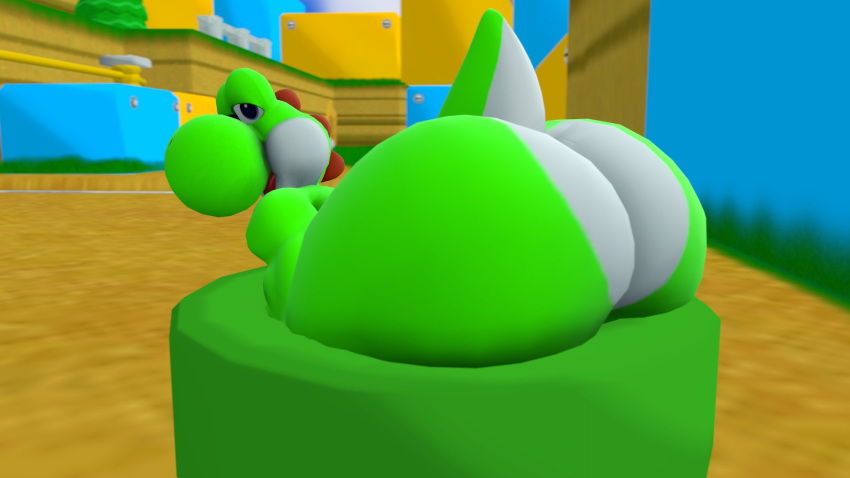 3d ass big_ass big_butt mario_(series) mrrainbow nintendo outdoors pipes sad stuck super_mario_bros. tagme thick_ass yoshi