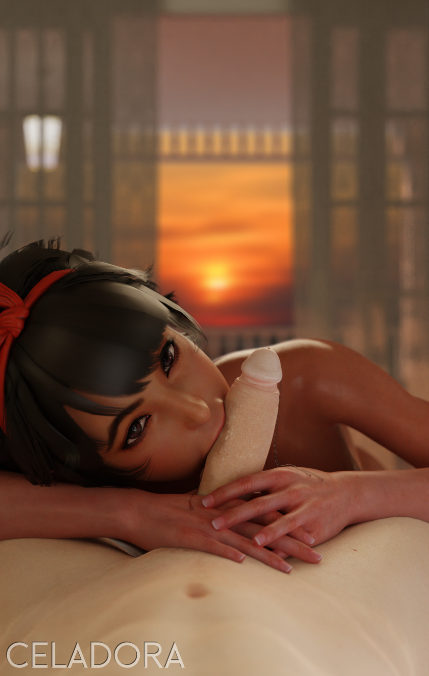 3d celadora eye_contact highres josie_rizal namco oral partial_male pov pov_eye_contact tagme tanned_female tanned_skin tekken tekken_7