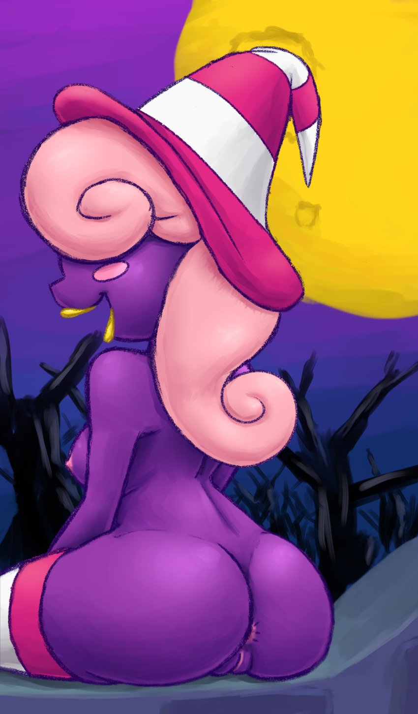 1girls anus ass big_ass blush_stickers breasts chipposter female female_only full_moon hair_over_eyes hat humanoid lipstick long_hair mario_(series) medium_breasts moon night nintendo nipples nude nude_female open_mouth open_smile outdoors paper_mario paper_mario:_the_thousand-year_door pink_hair pink_nipples purple_body purple_skin pussy rear_view sitting smile solo solo_female soubriquetrouge stockings striped_legwear thighhighs vivian_(paper_mario) witch_hat yellow_lipstick