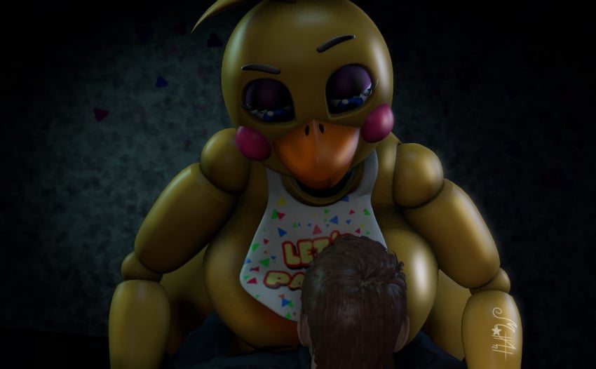 1boy 1girls 3d big_areola big_ass big_breasts big_nipples bigger_female breast_sucking breastfeeding breasts_out cowgirl_position female five_nights_at_freddy's five_nights_at_freddy's_2 fnaf leaning male night_guard_(fnaf) nursing on_the_floor rckke toy_chica_(fnaf)