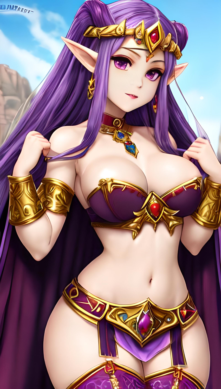 ai_generated fantasy hd hi_res high_resolution highres medival pale-skinned_female pale_skin princess purple_hair purple_lipstick tagme