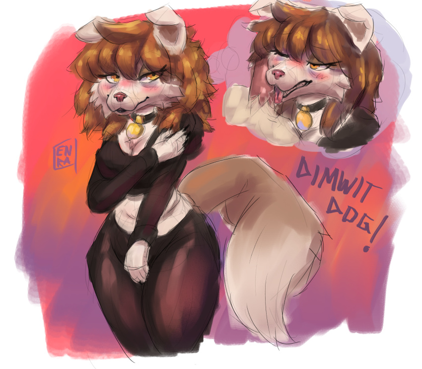 absurd_res anthro blush breasts canid canine canis dimmi_(character) domestic_dog duo fellatio female genitals hi_res licking male male/female mammal nyanrawr oral penile penis penis_lick sex shy thick_thighs thought_bubble tongue tongue_out