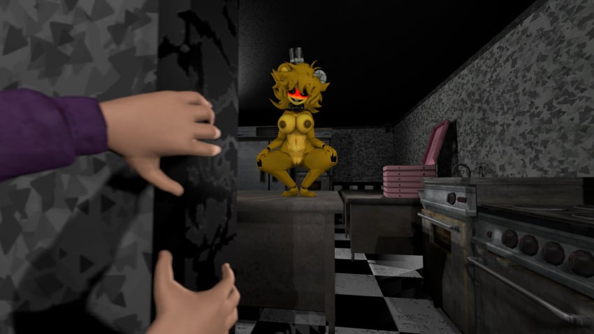 3d 3d_(artwork) alternate_version_at_source areola arm_on_knee blush bowtie cally3d clazzey cryptiacurves fazclaire's_nightclub five_nights_at_freddy's fnaf freddy_(fnaf) fredina's_nightclub fredina_(cally3d) frenni_(cryptia) frenni_fazclaire golden_freddy golden_freddy_(fnaf) golden_fredina_(cally3d) goldie large_breasts looking_at_viewer messy_hair michael_afton nipples pizza_box pointing_at_viewer pov_eye_contact pussy scottgames self_upload smiling smiling_at_viewer source_filmmaker squatting type_0 vorongamer yellow_body