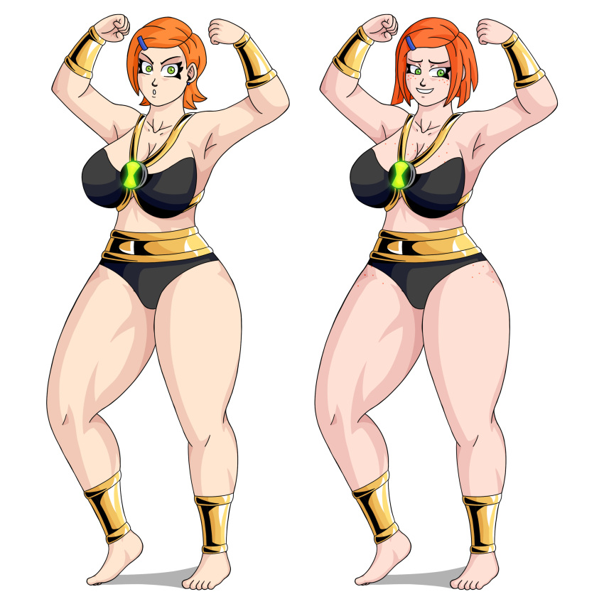 1girls armpits ben_10 ben_10_omniverse cartoon_network clothed female female_only futekablon gwen_tennyson light-skinned_female light_skin orange_hair solo thick_thighs white_background