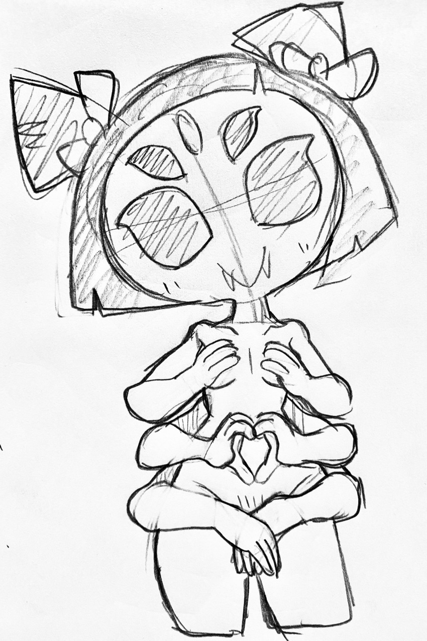 2d 2d_(artwork) 2d_artwork breasts covering eyes itimu muffet no_color open_eyes tagme undertale undertale_(series)