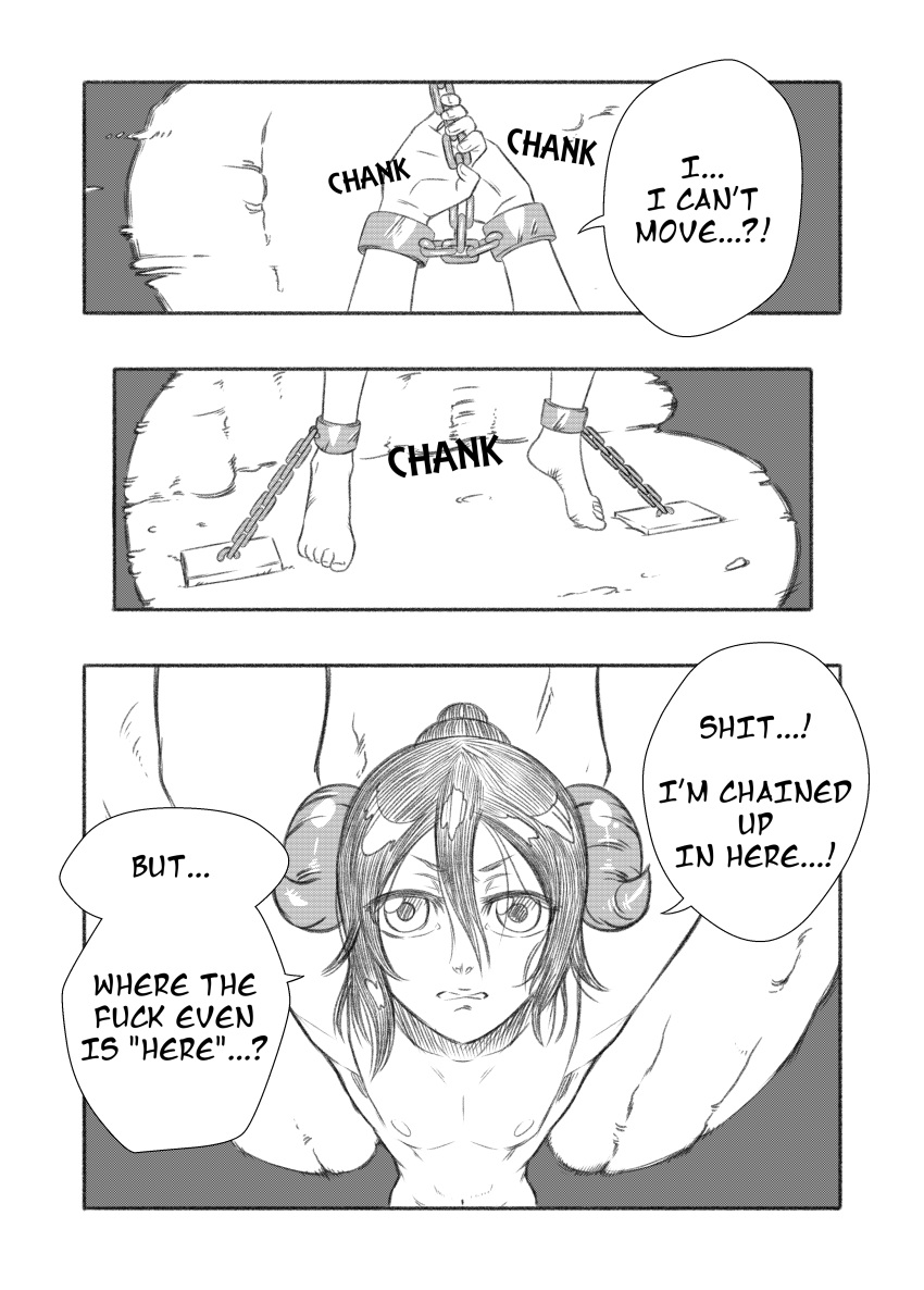 1boy bondage bound_wrists cave chains doujinshi femboy gojin malax monochrome original original_character reincarnated_into_another_world_as_sex_slaves_to_goblins_and_now_we_fight_for_them trap