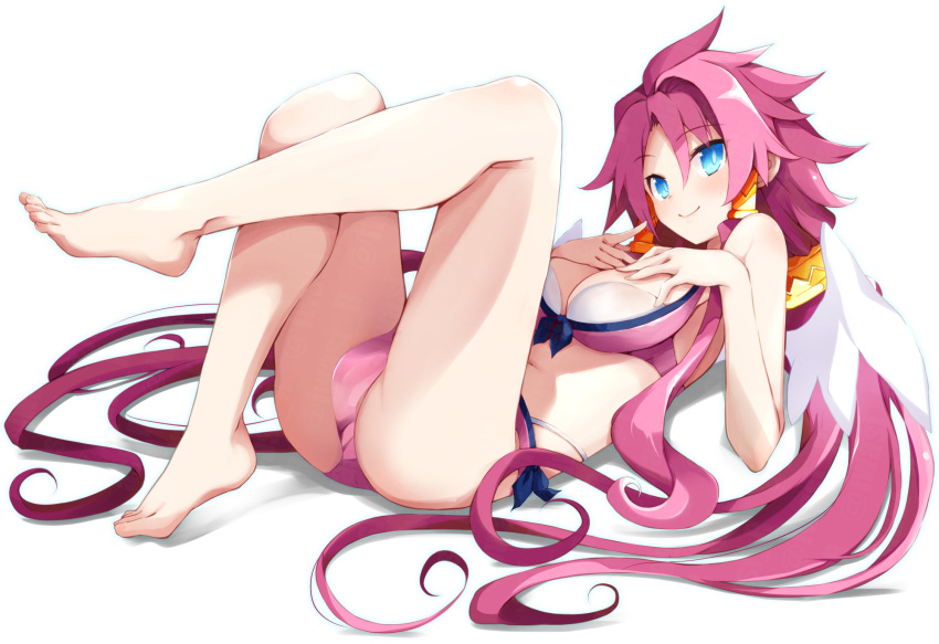 alternate_version_available angel angel_wings artina bikini bikini_bottom bikini_top breasts disgaea disgaea_4 iwasi_r large_breasts laying_down laying_on_bed looking_at_viewer nippon_ichi_software thighs