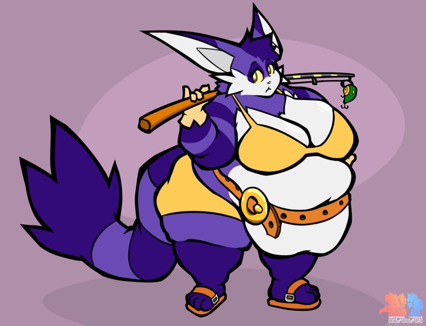 belly_overhang belt belt_buckle big_ass big_belly big_breasts big_butt big_the_cat bikini bikini_bottom bikini_top breasts fat female female_focus female_only fishing_rod foxsista furry furry_female furry_only genderswap_(mtf) gloves purple_fur rule_63 sandals solo solo_female solo_focus sonic_(series) sonic_the_hedgehog_(series) thick_thighs wide_hips yellow_bikini yellow_eyes