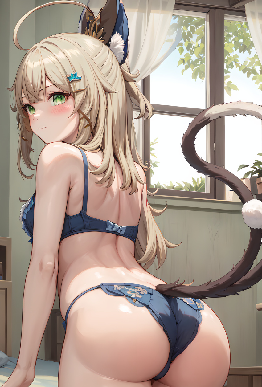 1girls ai_generated ass big_ass big_breasts big_thighs blush breasts cat_ears cat_tail catgirl female genshin_impact green_eyes huge_ass huge_thighs kirara_(genshin_impact) large_ass large_thighs lingerie nude nude_female subaruarm thick_thighs thighs underwear voluptuous