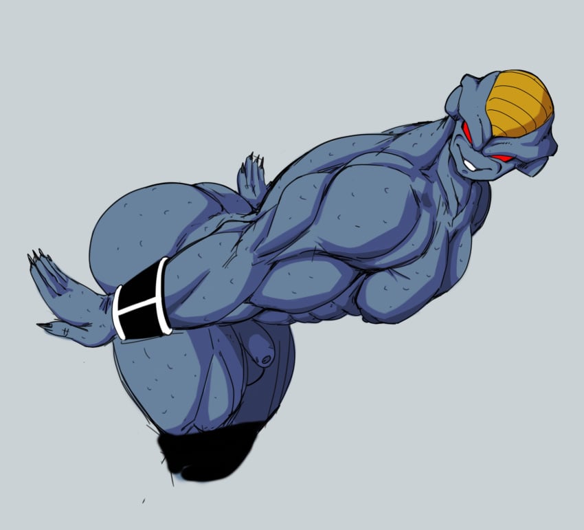 absurd_res alien anthro ass balls blue_body burter clothing digital_media_(artwork) dragon_ball dragon_ball_z genitals ginyu_force hi_res humanoid male male_only muscular nipples not_furry penis simple_background solo trailmixtrail