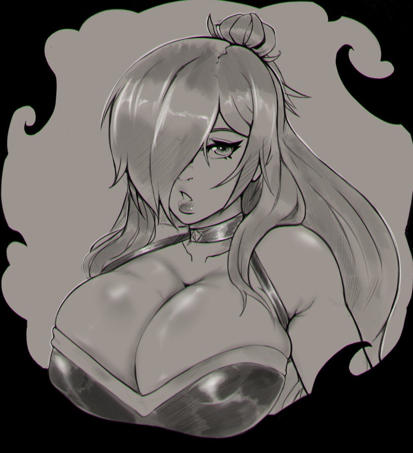 1girls alternate_costume bikini breasts choker cleavage female female_only fire_emblem fire_emblem:_three_houses fire_emblem_heroes fire_emblem_warriors:_three_hopes greyscale hair_over_one_eye huge_breasts long_hair monochrome nintendo official_alternate_costume relius_(reliusmax) reliusmax shez_(female)_(fire_emblem) shez_(fire_emblem) solo swimsuit upper_body