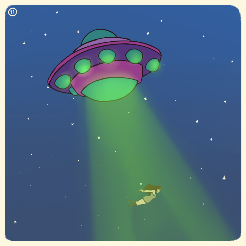 abduction alien asleep brown_hair fimouse_hd night spacecraft tractor_beam