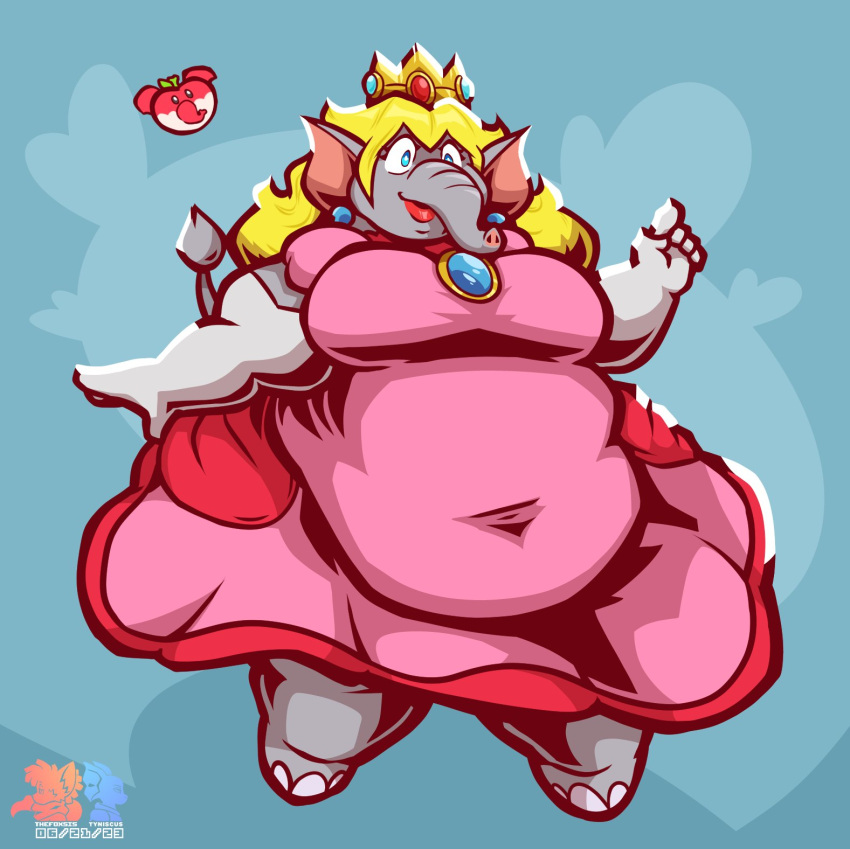 big_breasts breasts elephant elephant_fruit elephant_peach fat foxsista mario_(series) overweight princess_peach super_mario_bros._wonder thick_thighs wide_hips