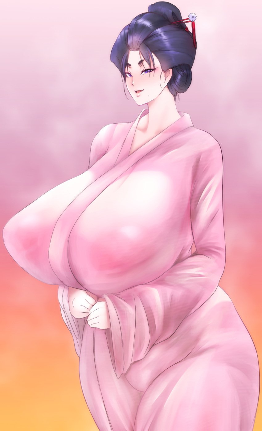 1girls big_breasts breasts busty curvaceous curvy curvy_body curvy_female curvy_figure female huge_breasts japanese_clothes kimono large_breasts nihongami ogura_anko original original_character voluptuous