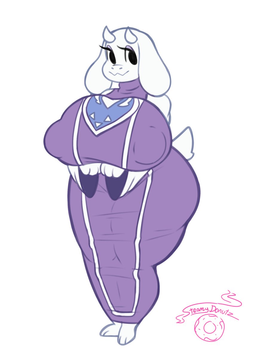 1girls 2d 2d_(artwork) 2d_artwork anthro big_ass big_breasts clothed color female furry goat huge_ass huge_breasts milf monster monster_girl nipple_bulge steamydonutz tagme tight_clothing toriel undertale undertale_(series) white_background