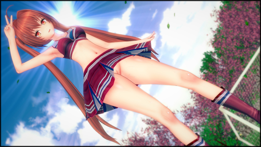 3d belly cheerleader eiyuu_densetsu estelle_bright koikatsu krebskulm legs navel no_panties pussy