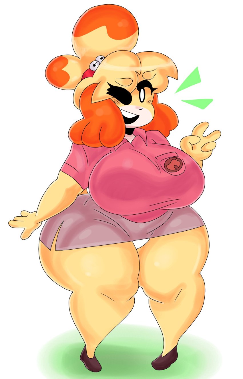 animal_crossing big_breasts breasts dork_boi female isabelle_(animal_crossing) lewd_dorky nintendo thick_thighs wide_hips