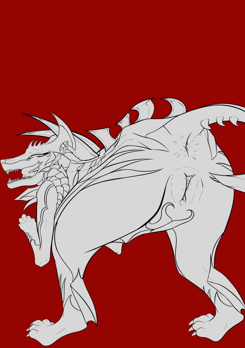 animal_genitalia darkin league_of_legends line_art naafiri pussy red_background tagme