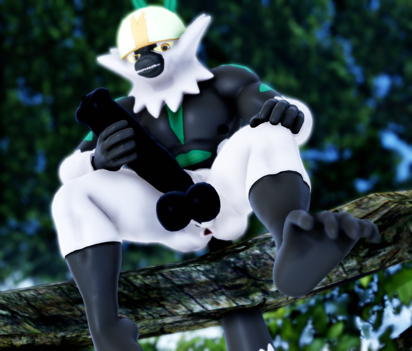 3d_(artwork) 5_toes anatomically_correct anatomically_correct_genitalia anatomically_correct_penis animal_genitalia animal_penis anthro anus balls digital_media_(artwork) erection feet foot_focus generation_7_pokemon genitals haplorhine hi_res lemur_penis looking_at_viewer male male_only malicekira mammal markings monkey monkey_boy monkey_feet muscular muscular_anthro muscular_male nintendo nude passimian penis pokemon pokemon_(species) prehensile_feet primate solo strepsirrhine toes video_games