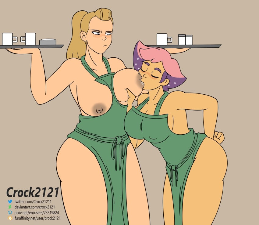 2girls adora ass barista blonde_hair breast_sucking breastfeeding breasts busty cheating crock2121 crock21211 dreamworks drinking drinking_milk employee employee_uniform female female_only glimmer_(she-ra) large_breasts milk multiple_girls netflix netorare pink_hair sex she-ra she-ra_and_the_princesses_of_power starbucks tagme yuri