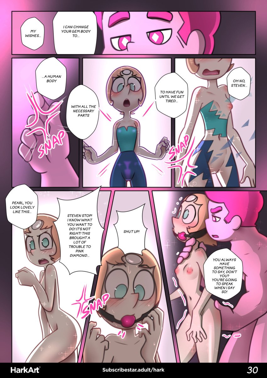 ball_gag comic english_text female harkart male orientation_play page_30 page_number pearl_(steven_universe) steven_quartz_universe steven_universe stevens_desire subscribestar_username tagme