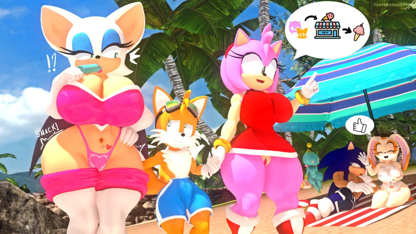 3d 3d_(artwork) 3d_model amy_rose anthro anthro_only areola bat beach chao_(sonic) cheese_the_chao cleavage covering covering_breasts cream_the_rabbit female fox furry group hedgehog huge_breasts imminent_sex large_breasts leviantan581re male mature_female mobian mobian_(species) mobian_bat multiple_boys multiple_girls no_panties no_underwear older_female older_male older_woman_and_younger_boy pussy rabbit rouge_the_bat sega skimpy skimpy_bikini sonic_(series) sonic_adventure_2 sonic_the_hedgehog sonic_the_hedgehog_(series) speech_bubble tagme tails voluptuous younger_female younger_male