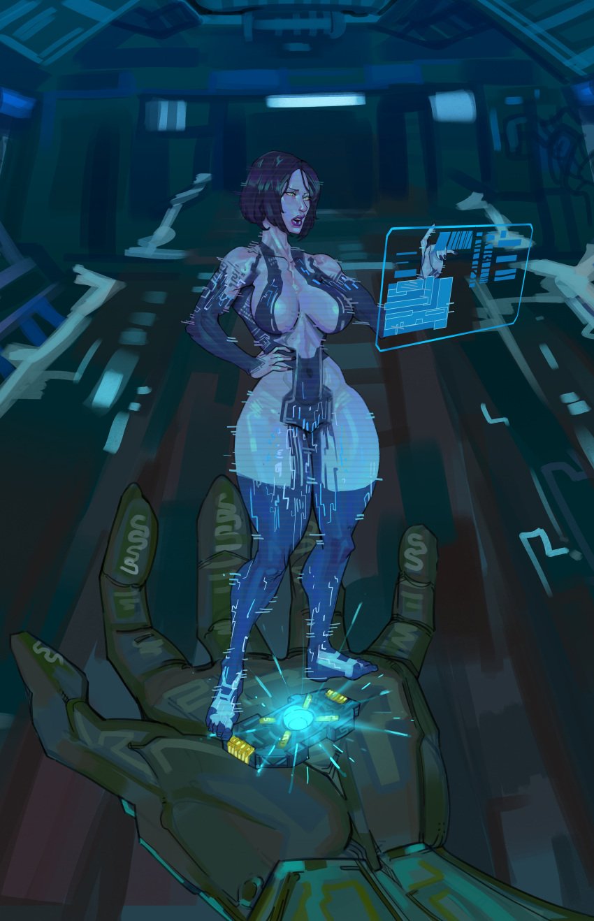 artificial_intelligence barefoot blue_skin commissioner-sinistersh0t computer_virus cortana feet female halo halo_(game) halo_(series) halo_4 hologram master_chief thick_legs thick_thighs thighhighs thighs toes windows_10 zyldark