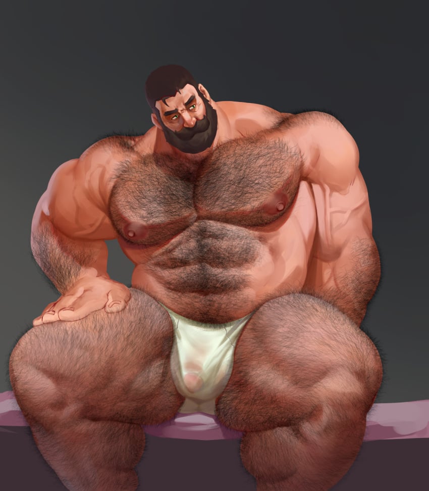 balls bara beard big_balls big_penis body_hair bulge facial_hair hairy lustful_desires male male_only muscles muscular penis sitting solo solo_male spread_legs underwear zoroj