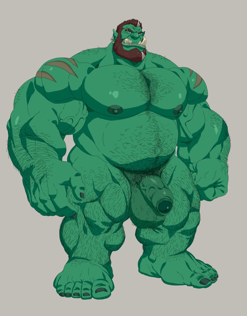 balls bara beard big_balls big_penis body_hair facial_hair flaccid green_skin groth_(lustful_desires) hairy lustful_desires male male_only muscles muscular nude orc penis scars scars_all_over solo solo_male zoroj