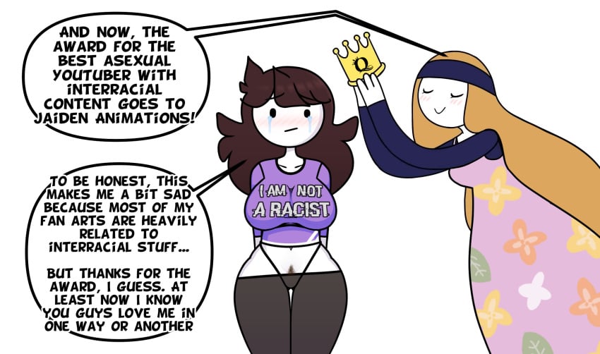 accurate_art_style award brown_hair crying crying_with_eyes_open english english_dialogue english_text jaiden jaiden_animations jaidenanimations long_hair mifune_chihaya orientation_play persona persona_5 queen_of_spades raceplay stated_sexuality steca talking thelazyart youtube youtuber youtuber_girl youtubers