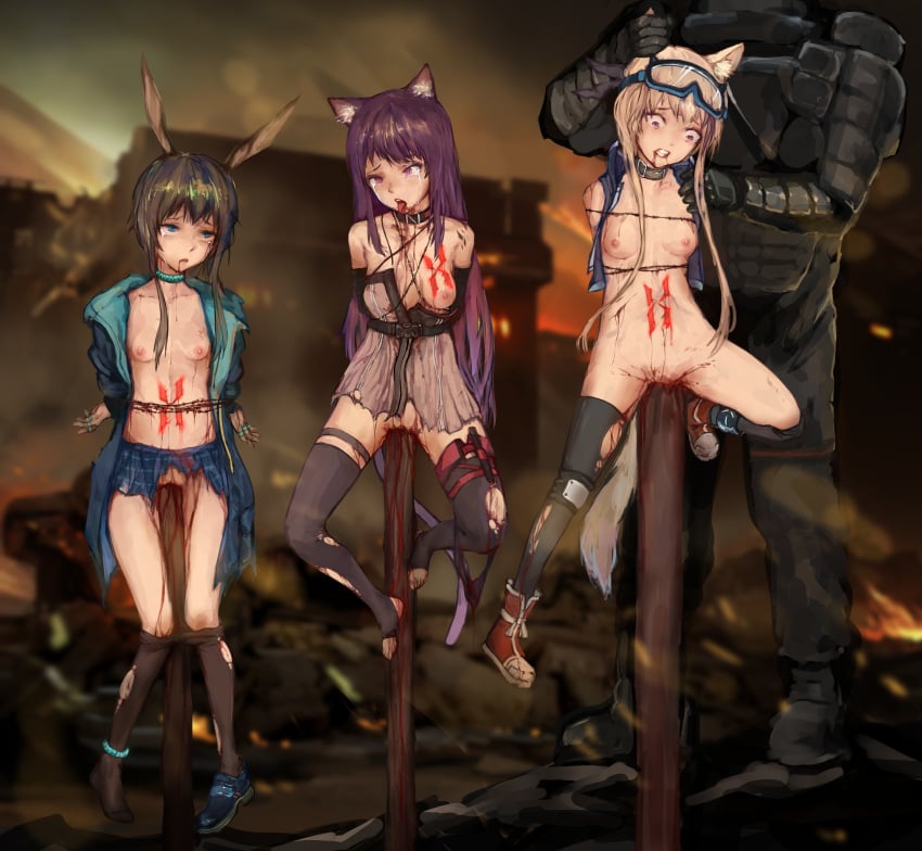 absurd_res amiya_(arknights) animal_ears animal_humanoid arknights armor attack barbed_wire blood blood_from_mouth blood_from_pussy blood_in_mouth blood_in_pussy bodily_fluids bottomwear bound breasts canid canid_humanoid canine canine_humanoid cardigan_(arknights) choker clenched_teeth clothed clothing corpse crotch_attack cruelty crying death deep_penetration defeated digit_ring dog_humanoid dress dying ear_grab execution executioner eye_roll eyewear eyewear_on_head fatal fatal_wound felid felid_humanoid female fluffy fluffy_tail forced genital_torture genitals goggles goggles_on_head gore group guangmi guro hands_behind_back helpless hi_res humanoid humiliation hypergryph imminent_death impalement jacket jewelry kick killing knock-kneed lagomorph lagomorph_humanoid legwear leporid_humanoid male male_dominating_female mammal mammal_humanoid medium_breasts melantha_(arknights) natural_breasts navel necklace nipples open_clothing open_jacket open_topwear ouch pain partially_clothed partially_clothed_female penetration pussy pussy_torture rabbit_humanoid rape ring ryona scared skirt small_breasts stockings struggling studio_montagne submissive submissive_female suffering tail tears tears_of_pain teeth tongue tongue_out topwear torn_clothing torn_legwear torn_stockings torture vaginal_impalement