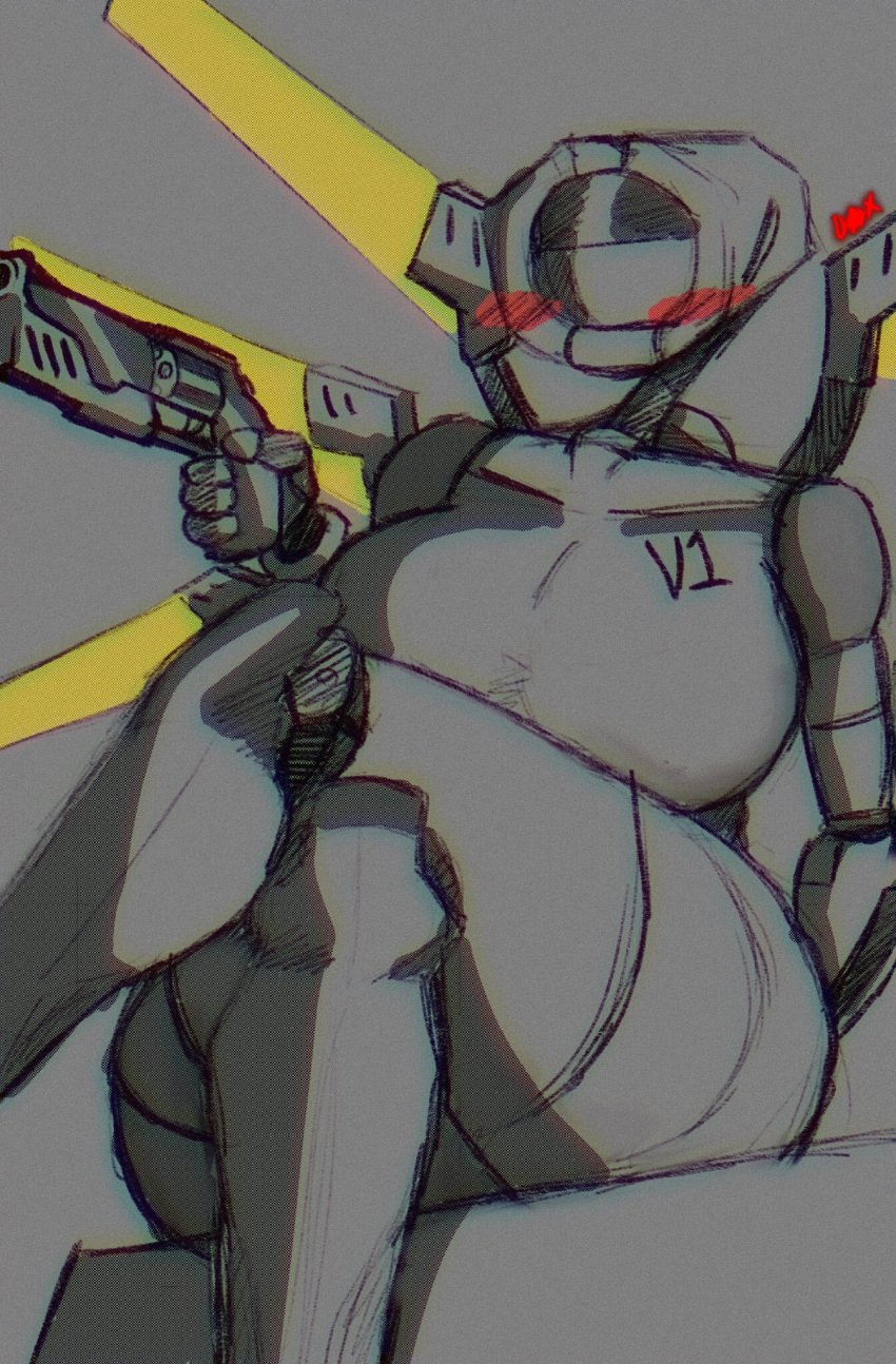 1girls android big_breasts blushing breasts female female_focus female_only firearm gun handgun looking_at_viewer revolver robot robot_girl rose_dax rosededax rule_63 sketch solo tagme thick_thighs ultrakill v1_(ultrakill) weapon wide_hips wings