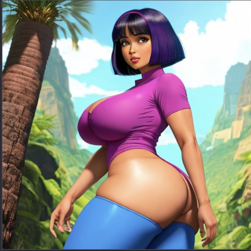 1girls ai_generated big_ass big_breasts big_butt dezgo_ai dora_marquez dora_the_explorer jungle thick thick_ass thick_legs thick_thighs