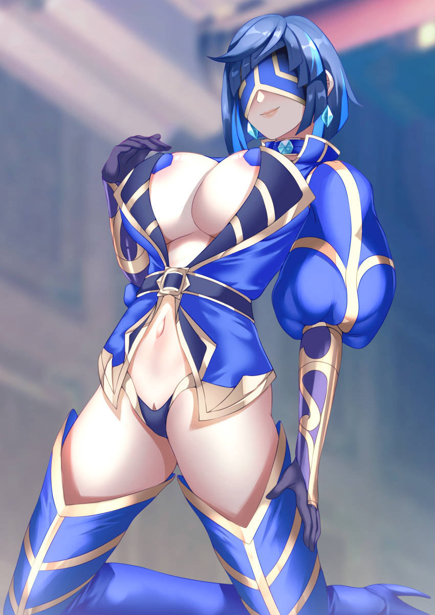 1girls areolae big_breasts big_thighs brainwashed breasts busty fatui female genshin_impact haryu_(artist) haryudanto huge_breasts huge_thighs kneeling kneeling_female large_breasts large_thighs navel thick_thighs thighs voluptuous yelan_(genshin_impact)