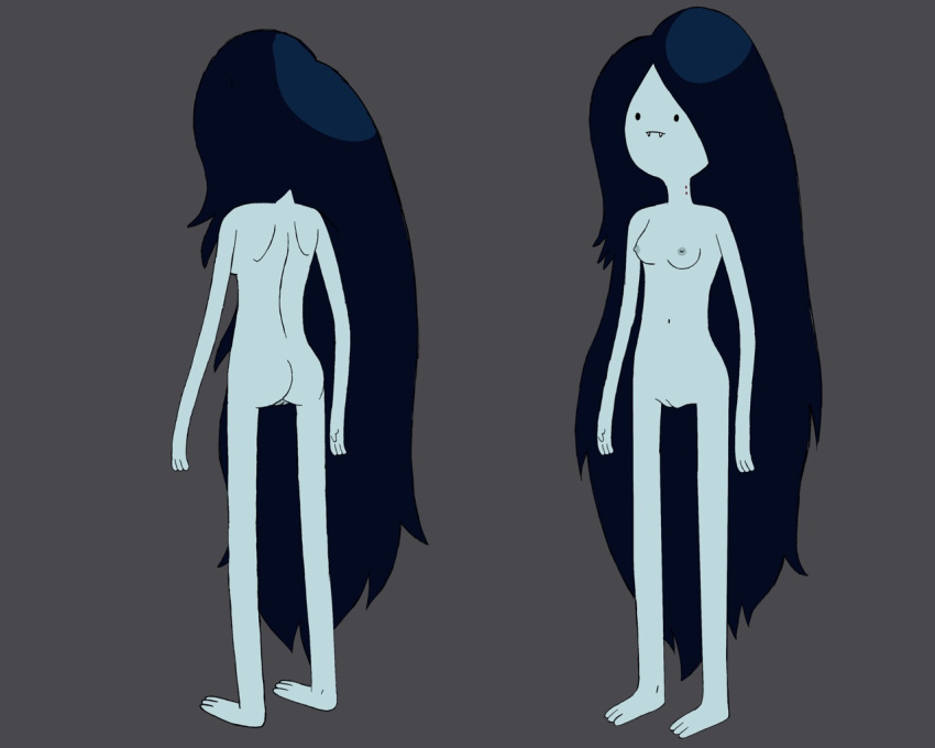 accurate_art_style adventure_time back_view belly_button bite_mark_on_neck black_hair casual cleft_of_venus dot_eyes edit fangs female front_view grey_body grey_skin long_arms long_hair long_legs love_handles marceline marceline_abadeer no_nose noseless nude pale_skin peach_pussy petite petite_body petite_female skinny skinny_arms skinny_female skinny_girl skinny_legs skinny_waist slender_body slim slim_body slim_figure slim_girl slim_waist small_areola small_breasts small_butt three_fingers three_toes tight_pussy