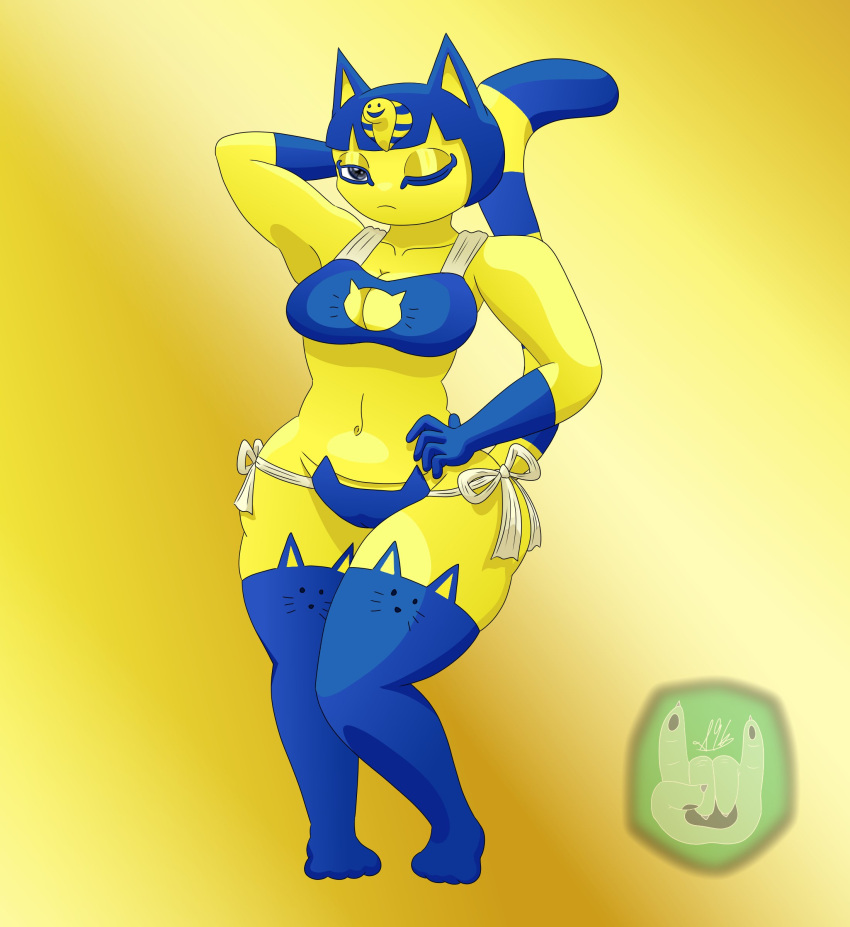 animal_crossing ankha anthro armpits big_breasts breasts female sammyc96 thick_thighs wide_hips