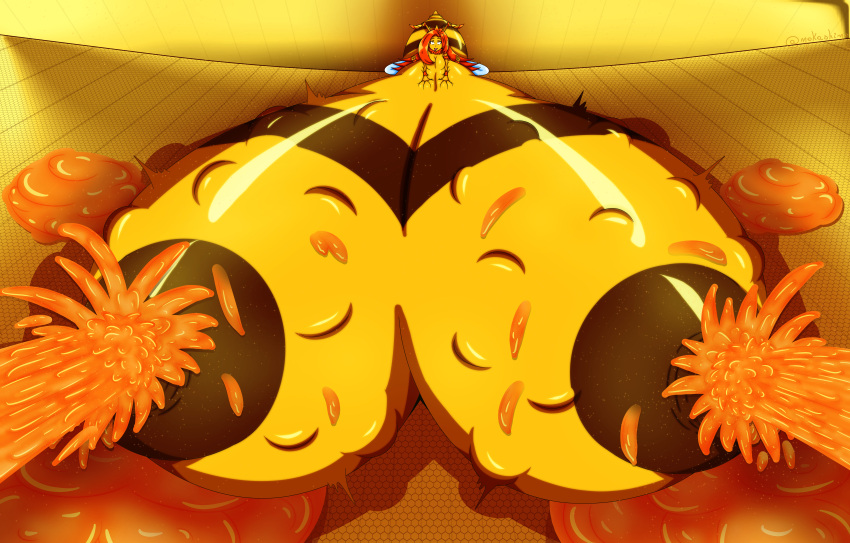 1girls bee bee_humanoid big_ass big_breasts breast_expansion breasts_bigger_than_body breasts_bigger_than_head breasts_bigger_than_torso colossal_breasts enjoying enormous_breasts furry growth huge_ass huge_breasts humanoid hyper hyper_ass hyper_breasts insect_girl insects lactating lactating_honey lactation massive_breasts nokashino queen_bee stinger tagme unusual_lactation