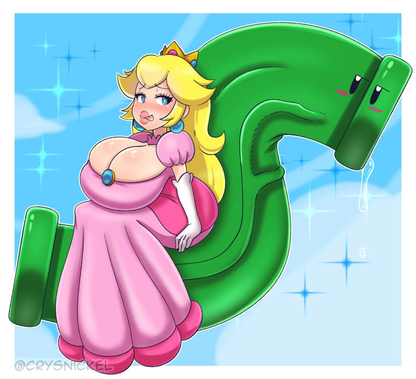 1girls big_ass big_breasts blonde_hair blue_eyes breasts bursting_breasts busty cleavage crysnickel dress female female_only horny huge_ass huge_breasts inchworm_pipe legs long_hair looking_at_viewer mario_(series) naughty_face nintendo pipes princess princess_peach seductive_look sexually_suggestive smile solo super_mario_bros._wonder thick_lips thighs tongue tongue_out veiny warp_pipe wide_hips