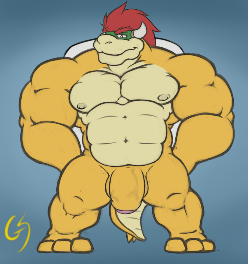 anthro bowser gay gs hi_res koopa male male_only mario_(series) nintendo nude scalie solo_male