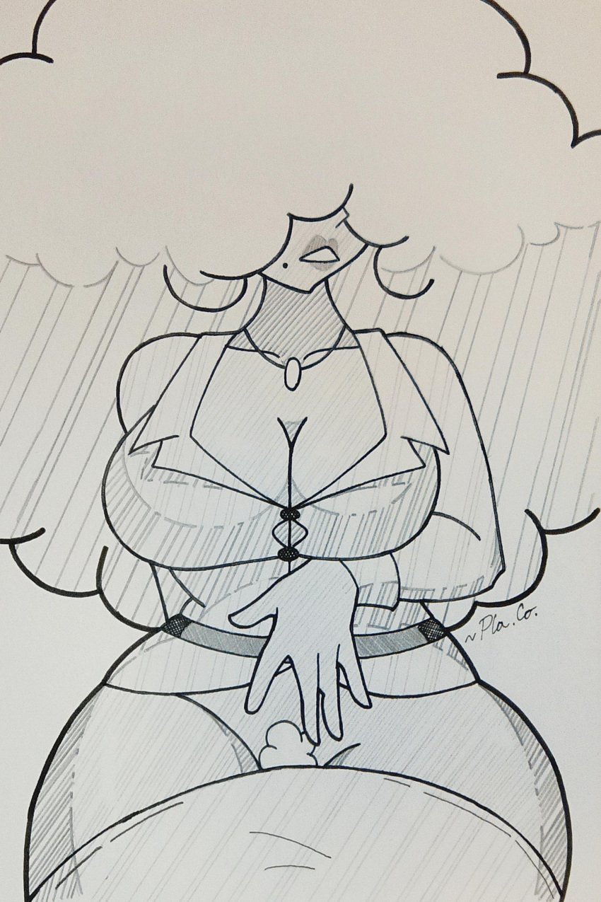 beauty_mark big_breasts faceless_female hair_covering_eye plasticcollector powerpuff_girls sara_bellum sole_female thick_thighs