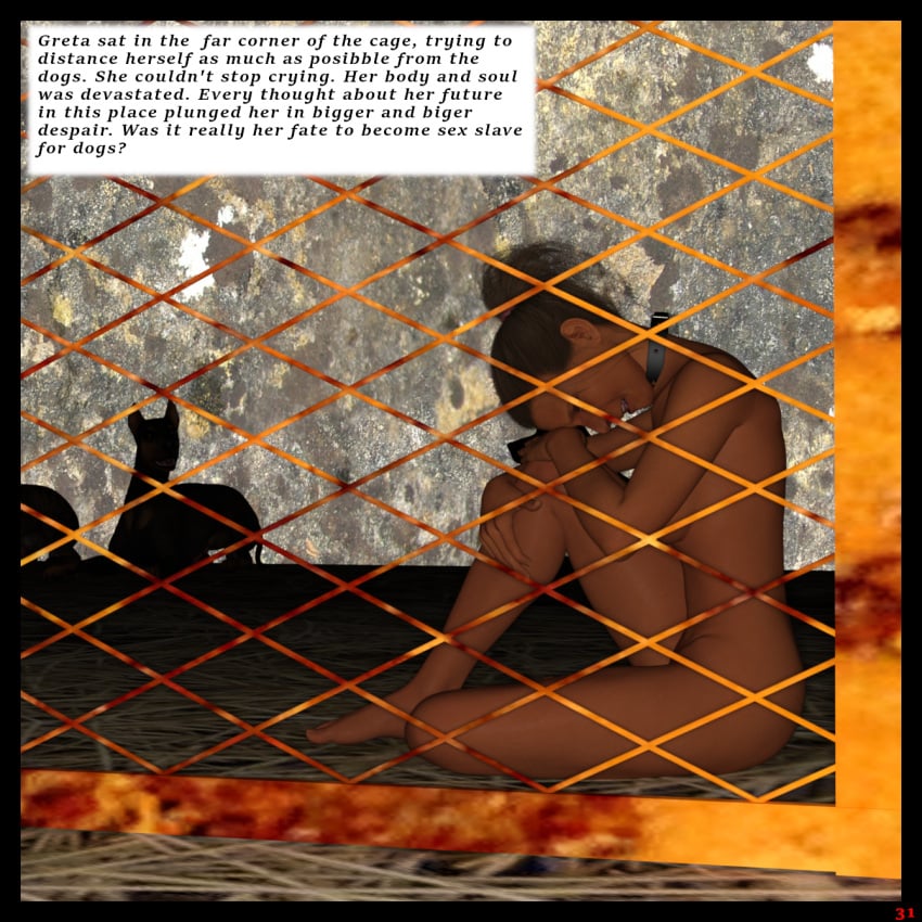 3d animal_genitalia animal_penis blue_eyes breeding_slave brown_hair canine canine_penis collar comics completely_naked completely_nude_female cum cum_in_pussy daz_studio degradation despair dobermann fit_female forced gangrape graphic_novel greta_a humiliation imprisoned involuntary_penetration jollybizz kennel kennel_slave long_hair medium_breasts naked naked_female natural_breasts penetration penis ponytail rough_sex sad sex skinny slave slavegirl slim_waist sperm story text text_bubble zoophilia