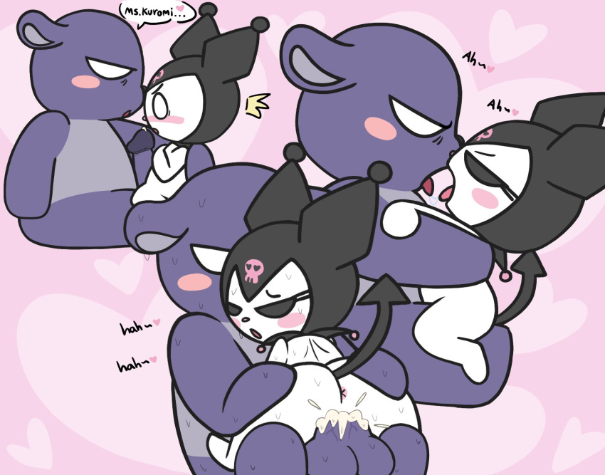 1boy 1boy1girl 1girls 2023 anthro anus ass background baku_(sanrio) beanbeangus black_hood black_nose blush blushing butt cowgirl_position cum cum_in_pussy cum_inside cum_on_penis cum_on_self ejaculation female heart heart_after_text heart_background hi_res kuromi male male/female moaning mouth_open onegai_my_melody open_mouth penis penis_in_pussy pink_nose precum purple_penis sanrio sex shocked shocked_expression shocked_eyes spade_tail sweat sweating tagme tail tongue tongue_kiss tongue_out white_body