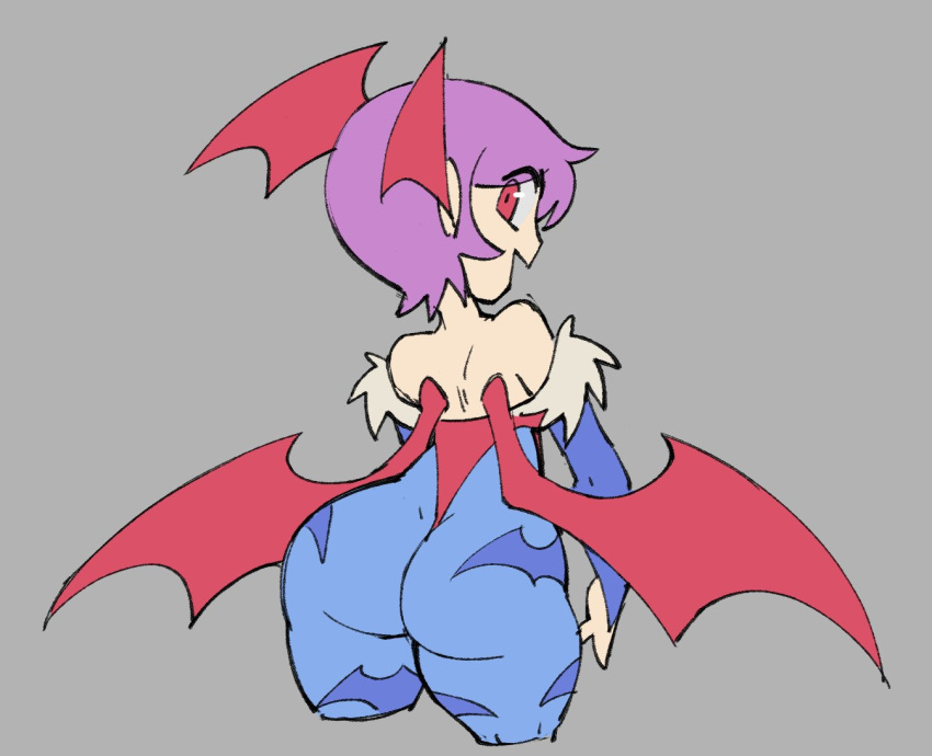 1girls ass big_ass bottom_heavy caliginous clothing darkstalkers demon demon_girl demon_wings demoness huge_ass leotard lilith_aensland pantyhose succubus wings