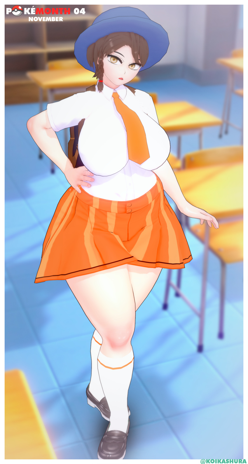 1girls 3d alternate_body_type alternate_breast_size big_breasts breasts breasts busty curvaceous curvy curvy_body curvy_female curvy_figure female game_freak huge_breasts juliana_(pokemon) koikashura large_breasts nintendo pokemon pokemon_(game) pokemon_sv school_uniform schoolgirl schoolgirl_uniform thick_thighs thighs voluptuous