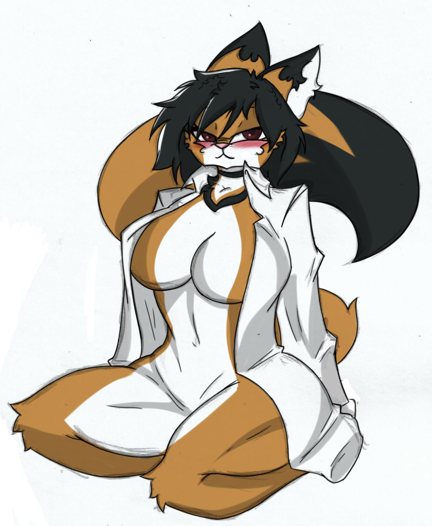 anthro big_breasts blush breasts canid canine fan_character female fox hi_res mammal maxine_boulevard pace-maker small_waist solo widescreen