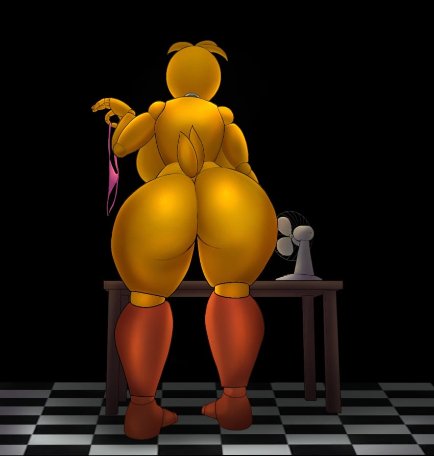 1girls ass backboob barefoot big_ass big_breasts breasts completely_nude completely_nude_female desk desk_fan el_jyjys fan female female_only five_nights_at_freddy's five_nights_at_freddy's_2 five_nights_at_freddy's_6 full_body holding holding_panties ls naked naked_female nude nude_female panties rear_view solo solo_female tail toy_chica_(fnaf) yellow_body