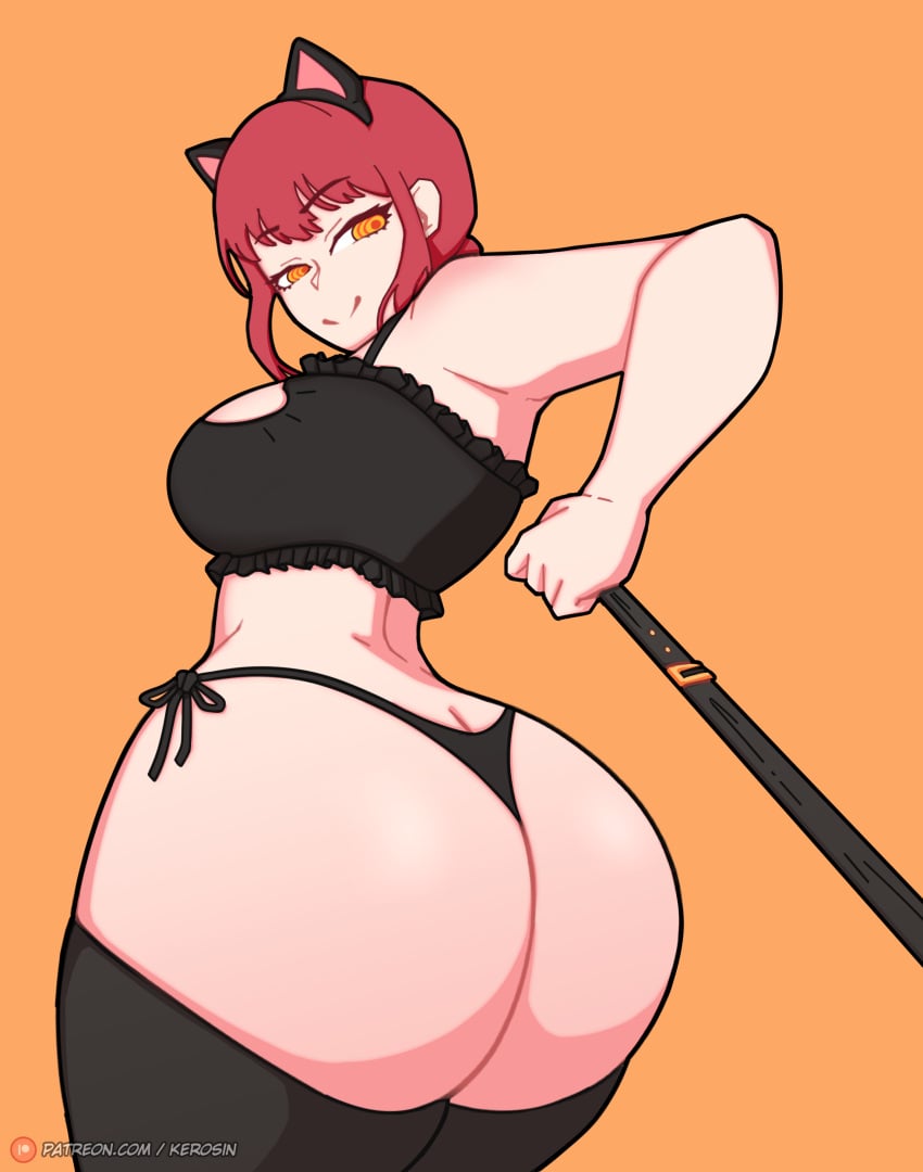 1girls ass belt big_ass big_breasts big_butt bikini black_thong cat_bikini cat_ears cat_lingerie chainsaw_man fat_ass female female_focus female_only hips hourglass_figure huge_ass huge_thighs kerosin leash leash_pull leashed_pov legs lingerie looking_at_viewer looking_back makima_(chainsaw_man) pov red_hair smile smiling smiling_at_viewer smug smug_face smug_grin submissive_pov thick thick_ass thick_hips thick_legs thick_thighs thong white_body white_skin yellow_eyes